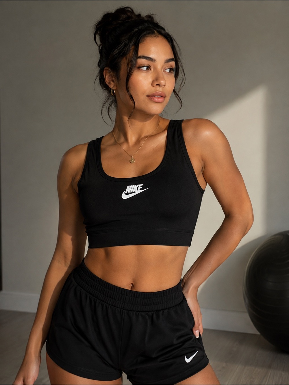 Nike Black Logo Racerback Sports Bra